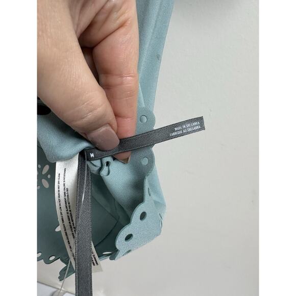 Anthropologie Eyelet Hem Scallop Crop Tank Top Green Women M - Picture 6 of 8